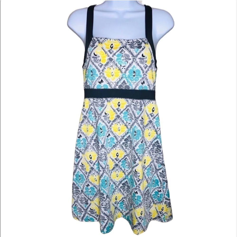 Soybu Athletic Yoga Dress Teal Gray Yellow
